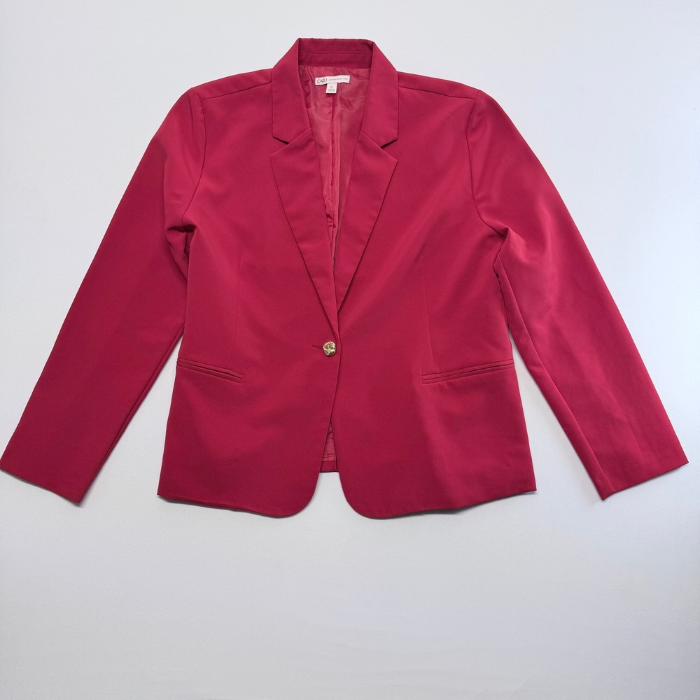 Cato Womens Pink Single Button Lined Blazer Jacket XL